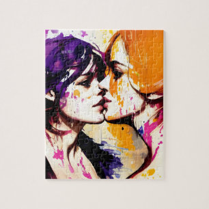 Colorful Kiss Briefkaart Legpuzzel