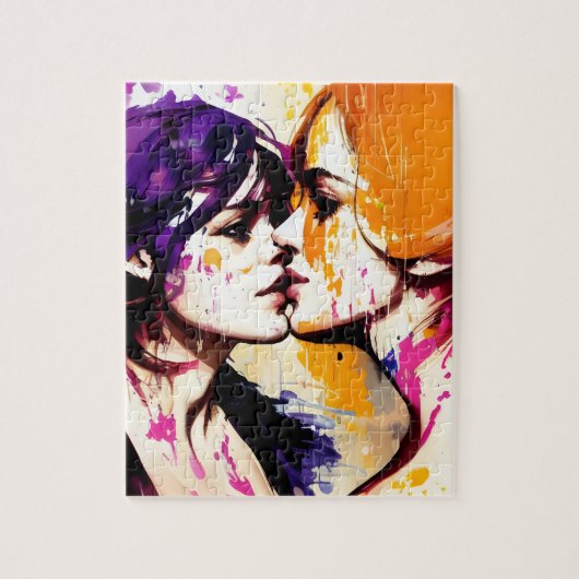 Colorful Kiss Briefkaart Legpuzzel (Verticaal)