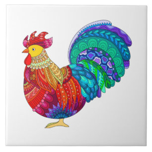 Colorful Kitchen Chicken, Mandala Design Tegeltje