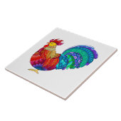 Colorful Kitchen Chicken, Mandala Design Tegeltje (Zijkant)