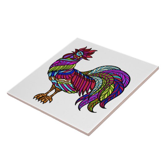 Colorful Kitchen Chicken, Mandala Design Tegeltje (Zijkant)
