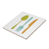 Colorful Kitchen Utiers Fork Knife Spoon Retro Tegeltje (Zijkant)