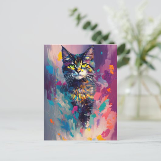 Colorful Kitty Cat Briefkaart (Staand voorkant)