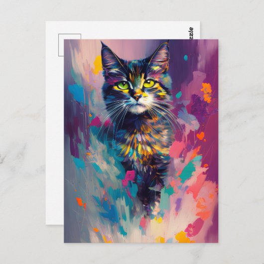 Colorful Kitty Cat Briefkaart (Voorkant / Achterkant)