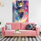 Colorful Kitty Cat Canvas Afdruk (Insitu (Woonkamer))