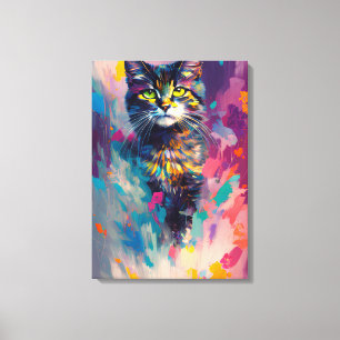 Colorful Kitty Cat Canvas Afdruk