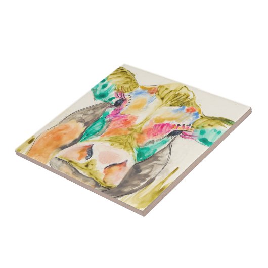 Colorful Koe Design Tegeltje (Zijkant)