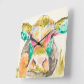 Colorful Koe Design Vierkante Klok (Hoek)