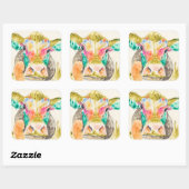 Colorful Koe Design Vierkante Sticker (Vel)