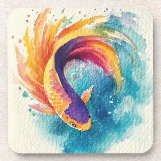 Colorful Koi Fish Bier Onderzetter (Voorkant)