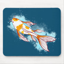Colorful Koi Fish in Blue Water Illustration Mouse
