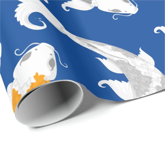 Colorful Koi Fish op Deep Blue Cadeaupapier (Rol Hoek)