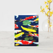 Colorful Koi Fish Swimming in Pond Kaart (Gele Bloem)