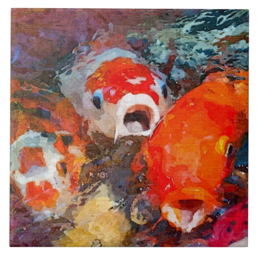 Colorful Koi Fish Tegeltje (Voorkant)