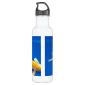 Colorful Koi in Blue Pool Waterfles (Achterkant)