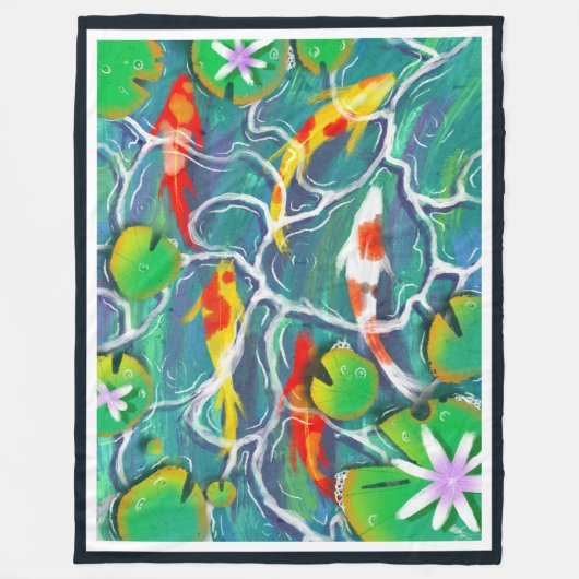 Colorful Koi Pond Fleece Deken (Voorkant)