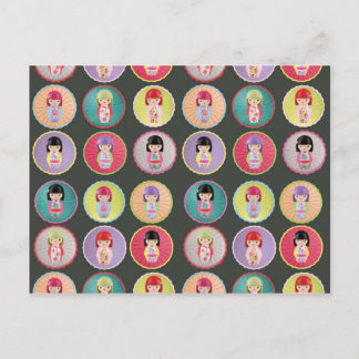 Colorful Kokeshi Dolls Briefkaart