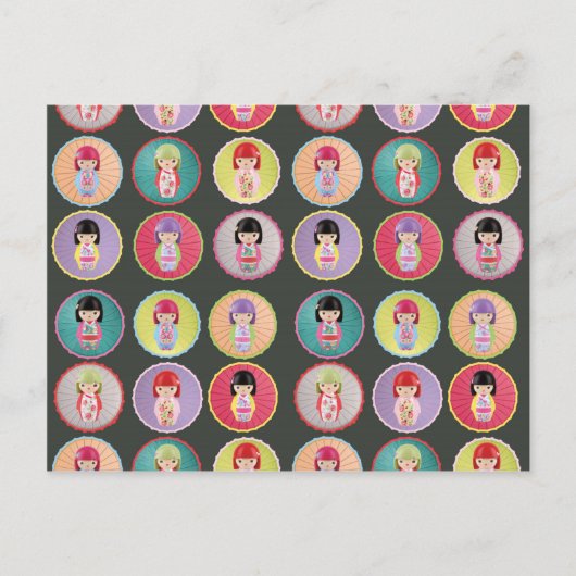 Colorful Kokeshi Dolls Briefkaart (Voorkant)