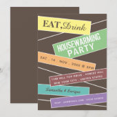 Colorful Label, Housewarming Party Invite Aankondiging (Voorkant / Achterkant)