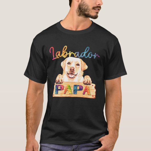 Colorful Labrador Papa  Dog Dad T-shirt (Voorkant)