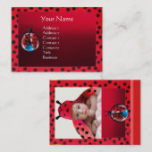 COLORFUL LADYBUG MONOGRAM FOTO TEMPLATE VISITEKAARTJE (Voorkant / Achterkant)
