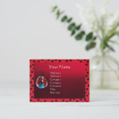 COLORFUL LADYBUG MONOGRAM FOTO TEMPLATE VISITEKAARTJE (Staand voorkant)