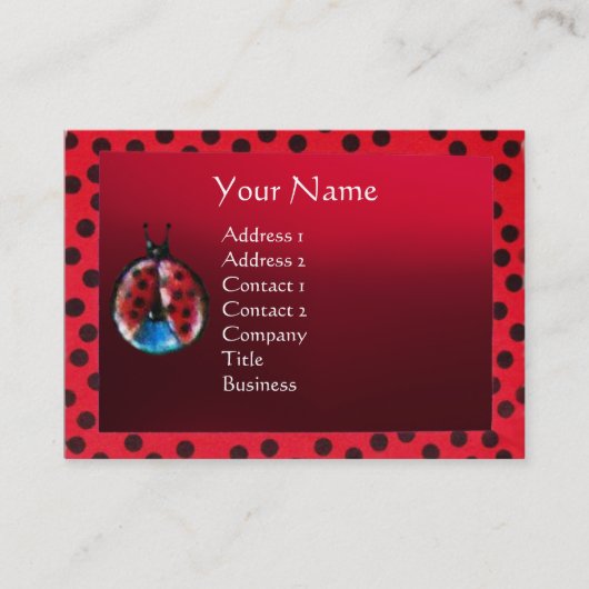 COLORFUL LADYBUG MONOGRAM FOTO TEMPLATE VISITEKAARTJE (Voorkant)