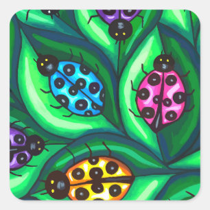 Colorful Ladybugs Insect nature originel wildlife Vierkante Sticker