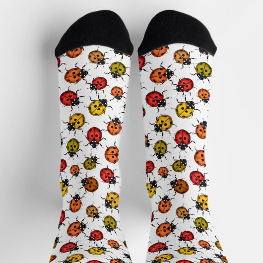 Colorful ladybugs on white sokken (Top)