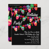 Colorful Lantern Birthday Party Invitation Kaart (Voorkant / Achterkant)