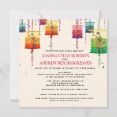 Colorful Lantern Cherry Tree Birds Spring Wedding Kaart (Achterkant)