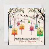 Colorful Lantern Cherry Tree Jubileum Kaart (Voorkant)