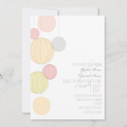 Colorful Lantern Garden Wedding Invite Kaart (Voorkant)