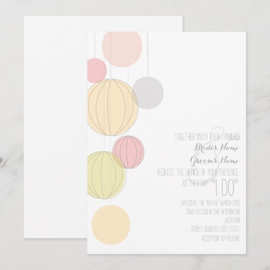 Colorful Lantern Garden Wedding Invite Kaart (Voorkant / Achterkant)