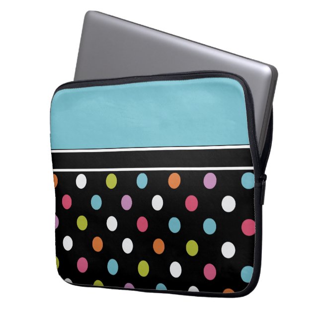 Colorful Laptop Hoesje Polka Dots Laptop Sleeve (Voorkant Links)