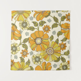 Colorful Large Scale Hand-Drawn Floral vintage Sea Wandkleed