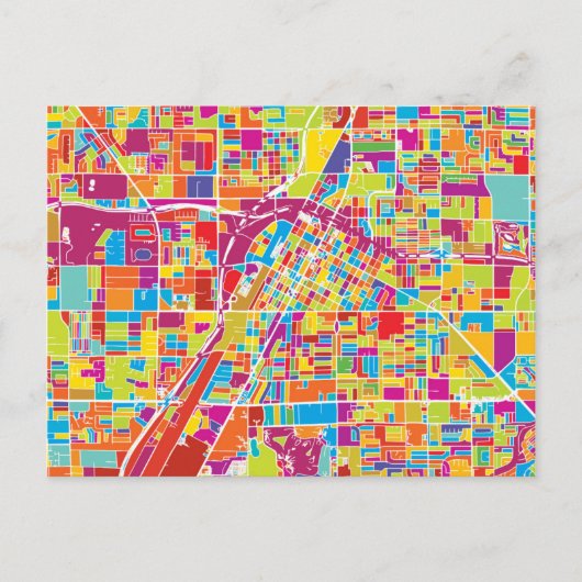 Colorful Las Vegas, Nevada Map Briefkaart (Voorkant)