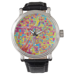 Colorful Las Vegas, Nevada Map Horloge