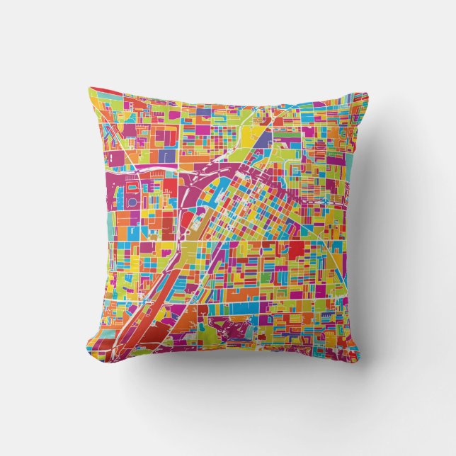 Colorful Las Vegas, Nevada Map Kussen (Voorkant)