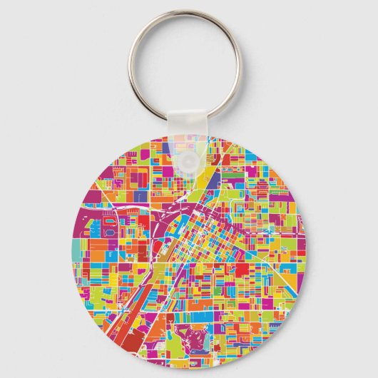 Colorful Las Vegas, Nevada Map Sleutelhanger (Voorkant)