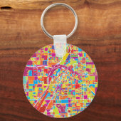 Colorful Las Vegas, Nevada Map Sleutelhanger (Voorkant)