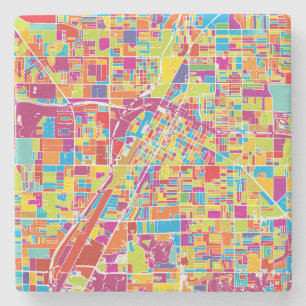 Colorful Las Vegas, Nevada Map Stenen Onderzetter
