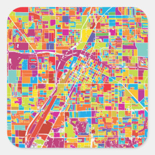 Colorful Las Vegas, Nevada Map Vierkante Sticker