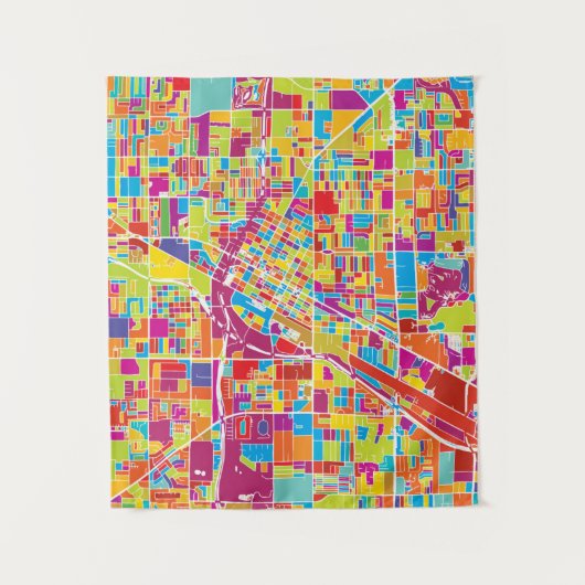 Colorful Las Vegas, Nevada Map Wandkleed (Voorkant)