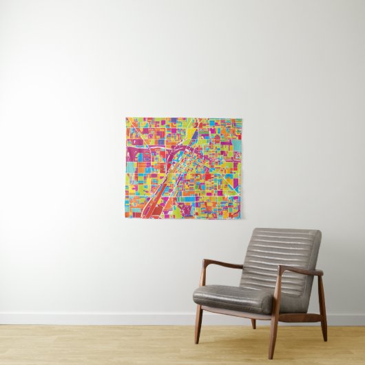 Colorful Las Vegas, Nevada Map Wandkleed (In Situ (horizontaal))
