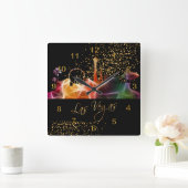 Colorful Las Vegas Skyline Vierkante Klok (Huis)