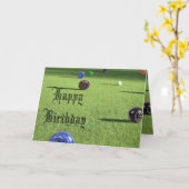 Colorful Lawn Bowls Happy Birthday, Kaart (Gele Bloem)