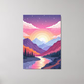 Colorful Layered Mountain Sunset Landscape Canvas Afdruk (Voorkant)