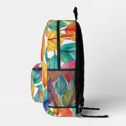 Colorful Leaf Pattern Bedrukte Rugzak (Rechts)