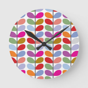 Colorful Leaf Pattern Ronde Klok